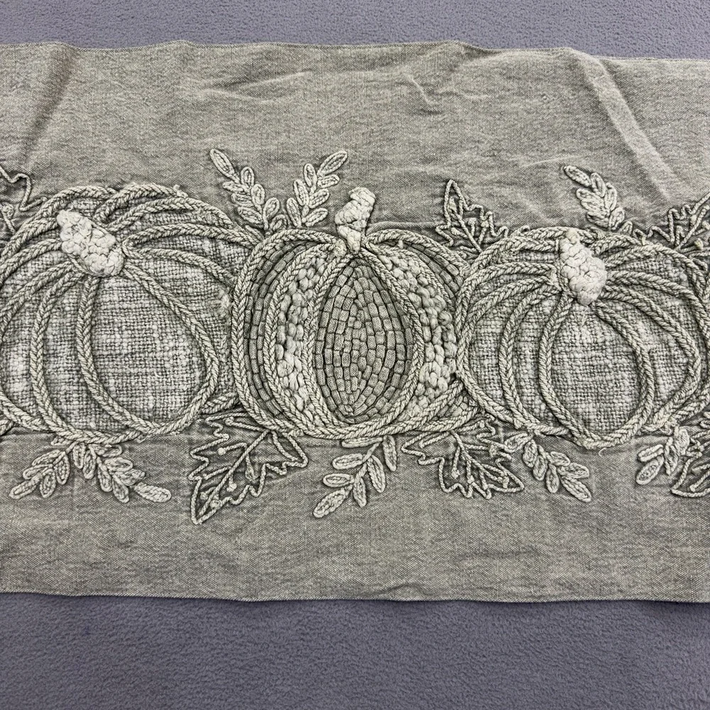 Rachel Ashwell The Farmhouse Embroidered Table Runner Pumpkins Green 14x44 New